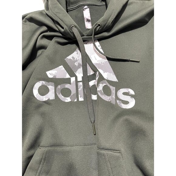 Adidas hooded sweatshirt gray camo logo athleisure sport casual winter men's L - Picture 6 of 6